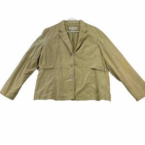Orvis womens Blazer Jacket 16 Linen Blend‎ Lined Long Sleeve Green Career Boho